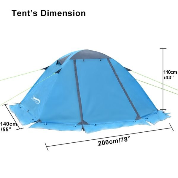 Desert&Fox Winter Tent with Snow Skirt 2 Person Aluminum Pole Tent Lightweight Backpacking Tent for Hiking Climbing Snow Weather 4