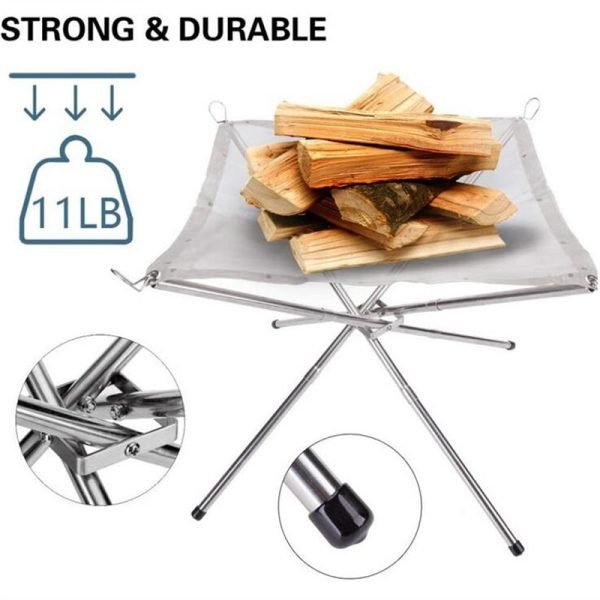 Portable Outdoor Fire Pit Collapsing Steel Mesh Fire Stand Stove Wood Heater Camping Supplies Backyard Garden With Carrying Bag 3