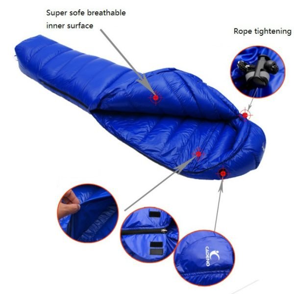 CADENO White Goose Down Filled Adult Mummy Style Sleeping Bag Fit for Winter Autumn Thermal 10Kinds of Thickness Camping Travel 2
