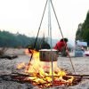 Camping Tripod For Fire Hanging Pot Outdoor Campfire Cookware Picnic Cooking Pot Grill Hanging Pot Picnic Barbecue Hanger Tool 6
