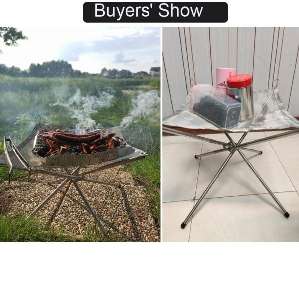 Portable Outdoor Fire Pit Collapsing Steel Mesh Fire Stand Stove Wood Heater Camping Supplies Backyard Garden With Carrying Bag 6